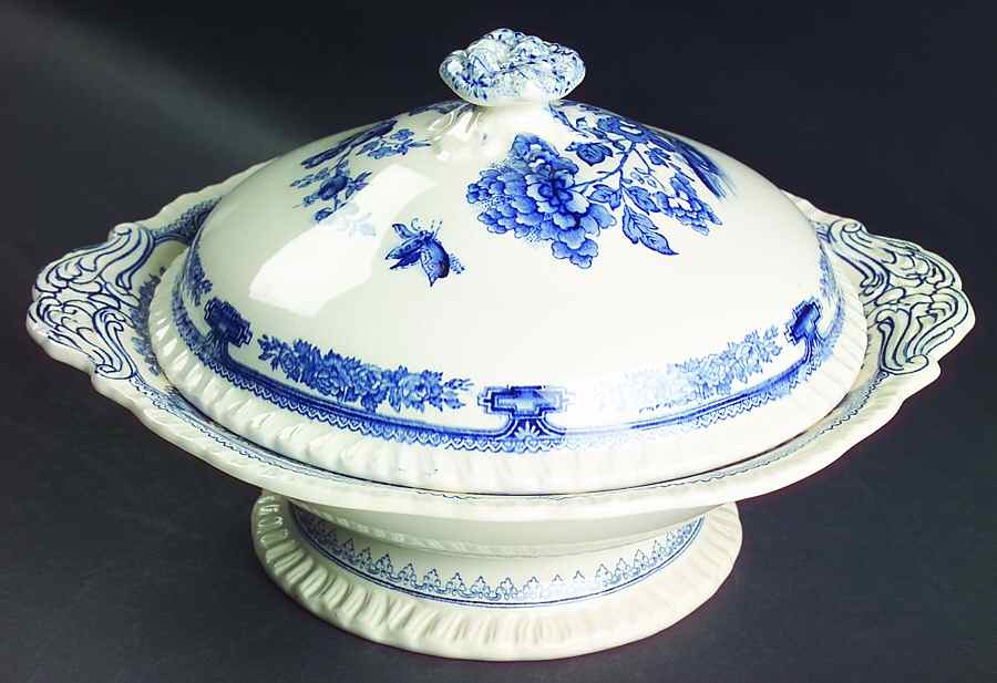 Manchu Blue Round Covered Vegetable by Mason's-1