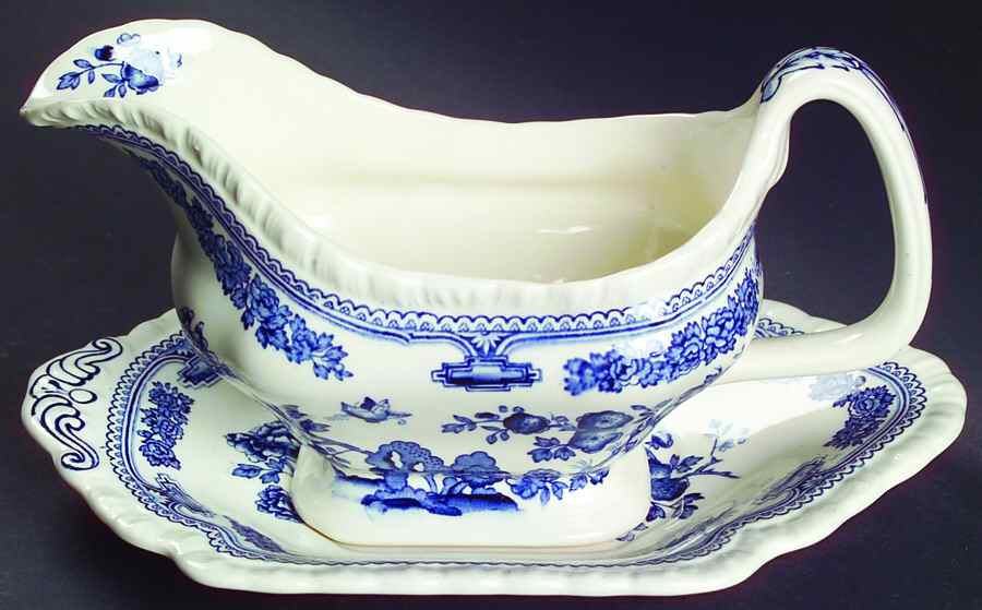 Manchu Blue Gravy Boat & Underplate by Mason's-1