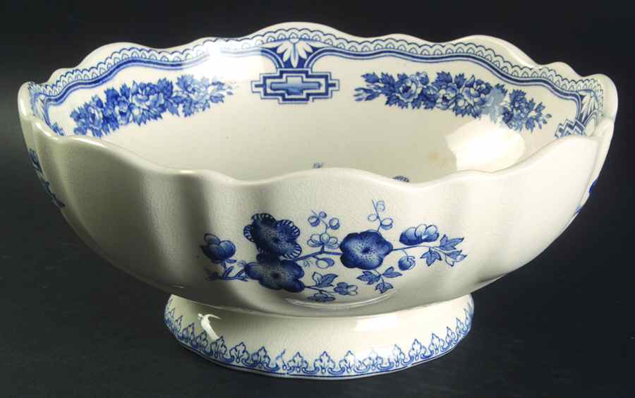 Manchu Blue Bruges Footed Salad Bowl by Mason's-1