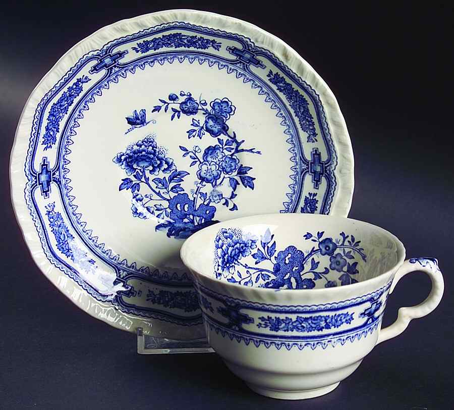 Manchu Blue Flat Cup & Saucer Set by Mason's-1