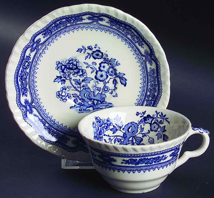 Manchu Blue Flat Cup & Saucer Set by Mason's-1