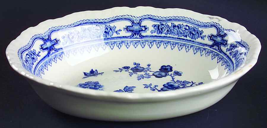 Manchu Blue 8" Oval Vegetable Bowl by Mason's-1