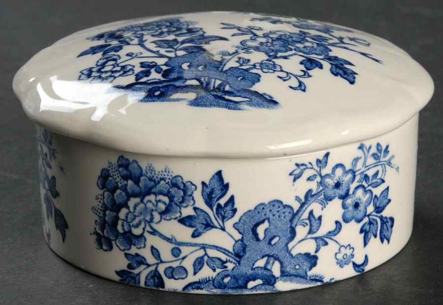 Manchu Blue Round Box & Lid by Mason's-1