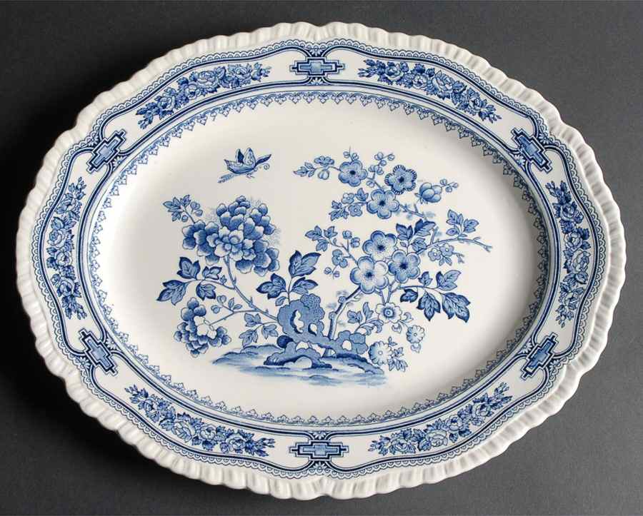 Manchu Blue 15" Oval Serving Platter by Mason's-1