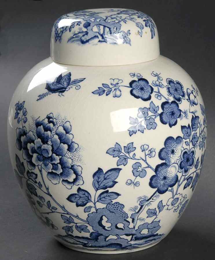 Manchu Blue Medium Prunus Jar & Lid by Mason's-1