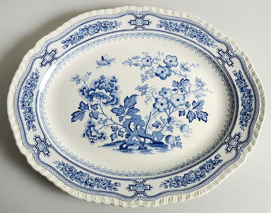 Manchu Blue 17" Oval Serving Platter by Mason's-1