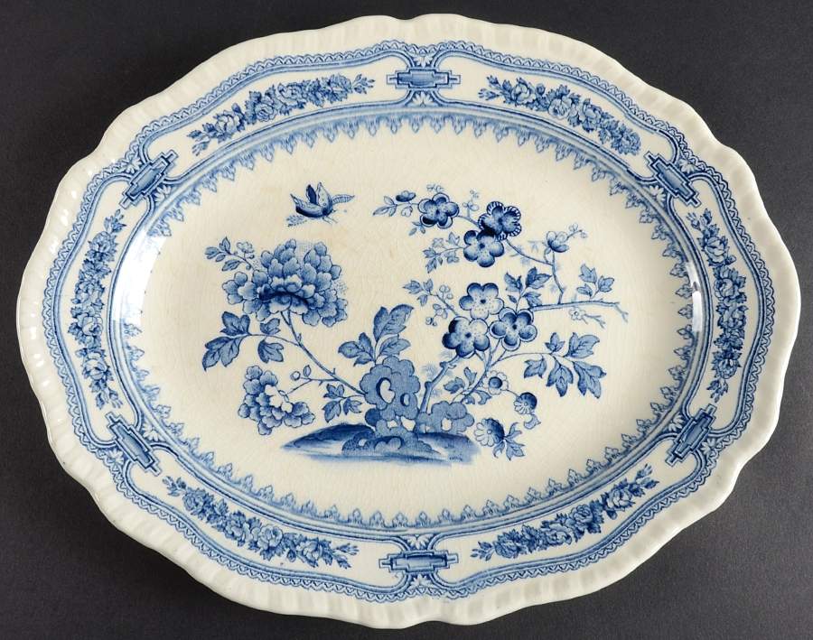 Manchu Blue 11" Oval Serving Platter by Mason's-1