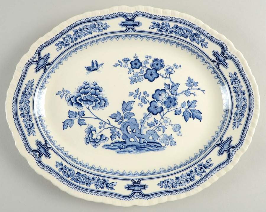 Manchu Blue 13" Oval Serving Platter by Mason's-1