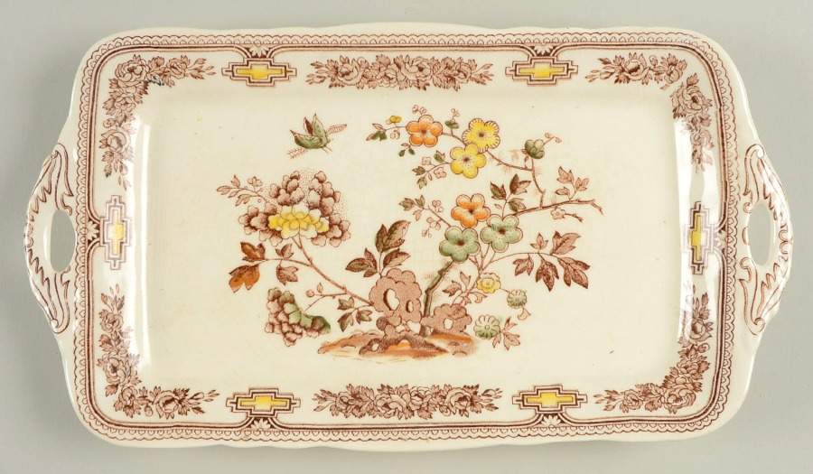 Manchu Brown Multicolor Large Sandwich Tray by Mason's-1
