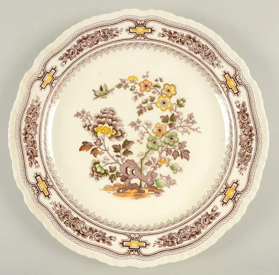 Manchu Brown Multicolor 14" Chop Plate (Round Platter) by Mason's-1