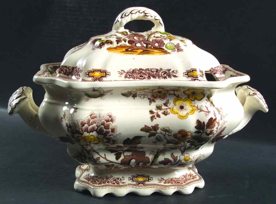 Manchu Brown Multicolor Tureen &  Lid by Mason's-1