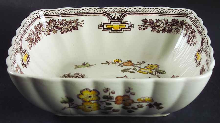 Manchu Brown Multicolor 8" Square Vegetable Bowl by Mason's-1