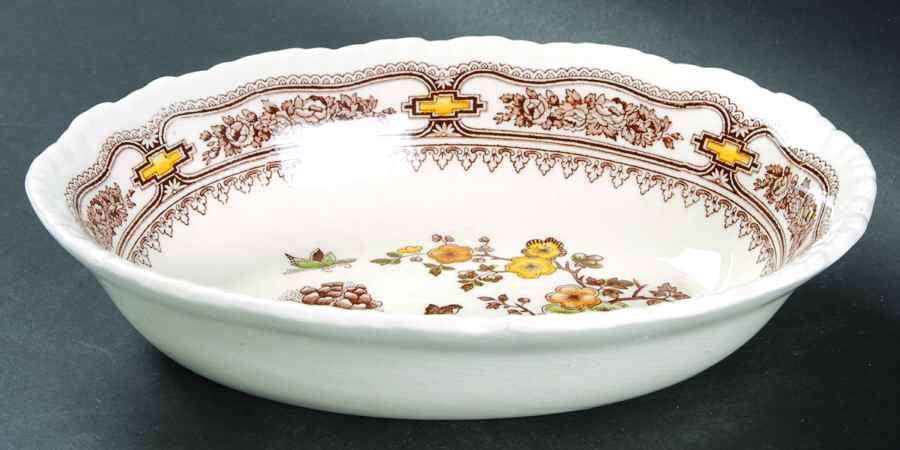 Manchu Brown Multicolor 8" Oval Vegetable Bowl by Mason's-1