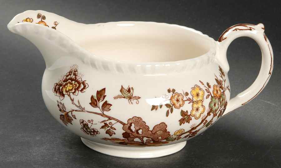 Manchu Brown Multicolor Round Gravy Boat by Mason's-1
