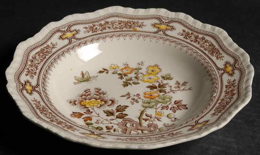 Manchu Brown Multicolor Large Rim Soup Bowl by Mason's-1