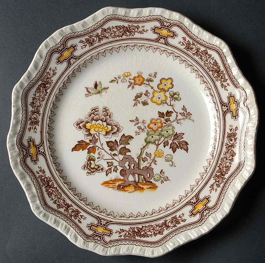 Manchu Brown Multicolor Salad Plate by Mason's-1