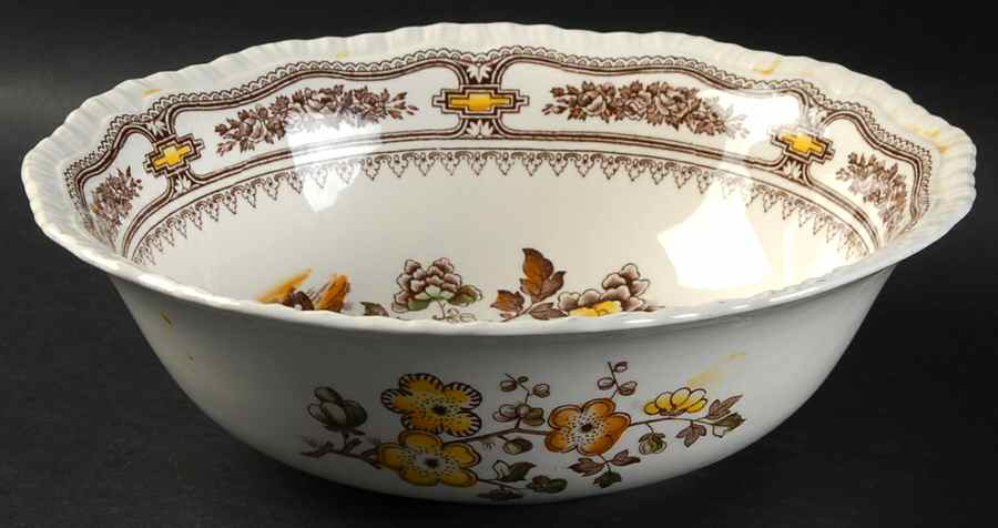 Manchu Brown Multicolor 9" Round Vegetable Bowl by Mason's-1