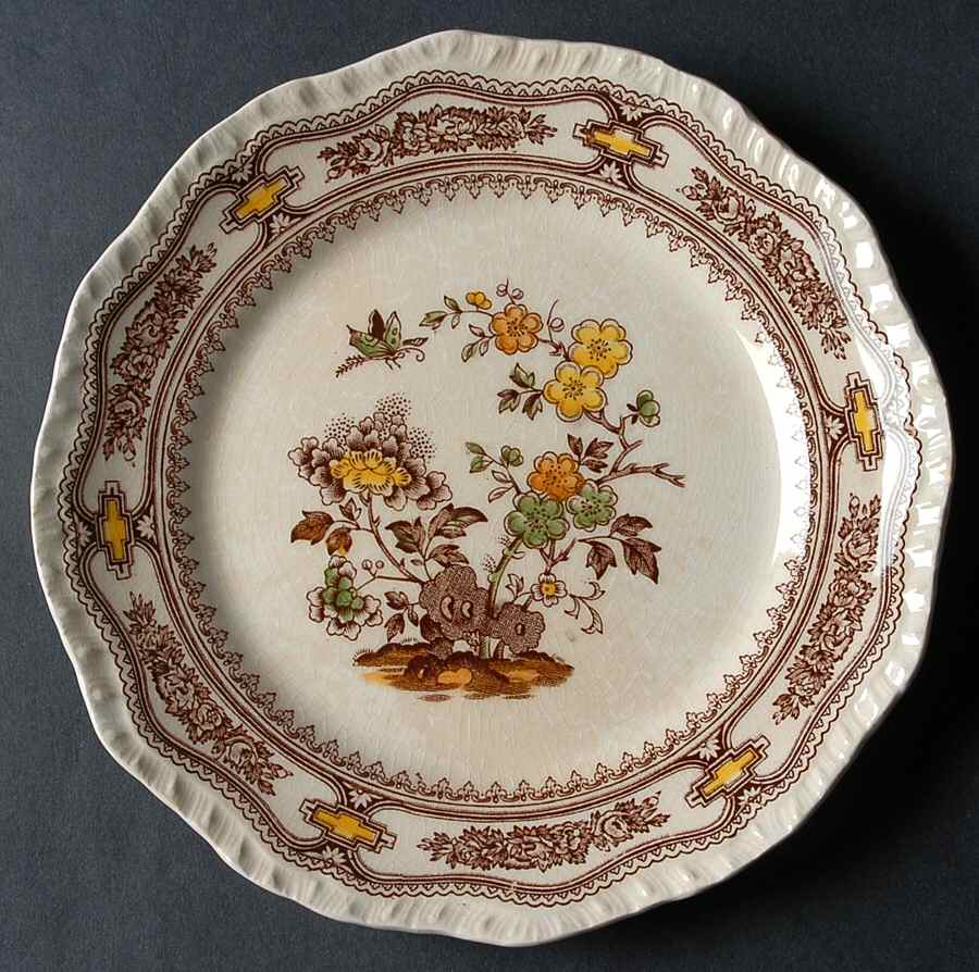 Manchu Brown Multicolor Dessert/Pie Plate by Mason's-1