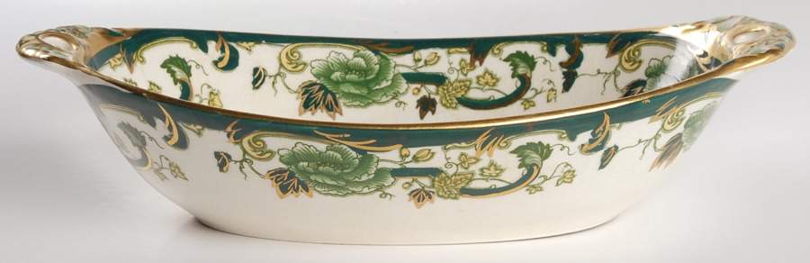 Mandalay Chartreuse (Gold Accent & Trim) 10" Oval Vegetable Bowl by Mason's-1