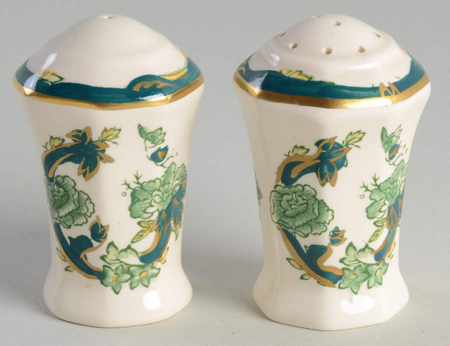 Mandalay Chartreuse (Gold Accent & Trim) Salt & Pepper Set by Mason's-1