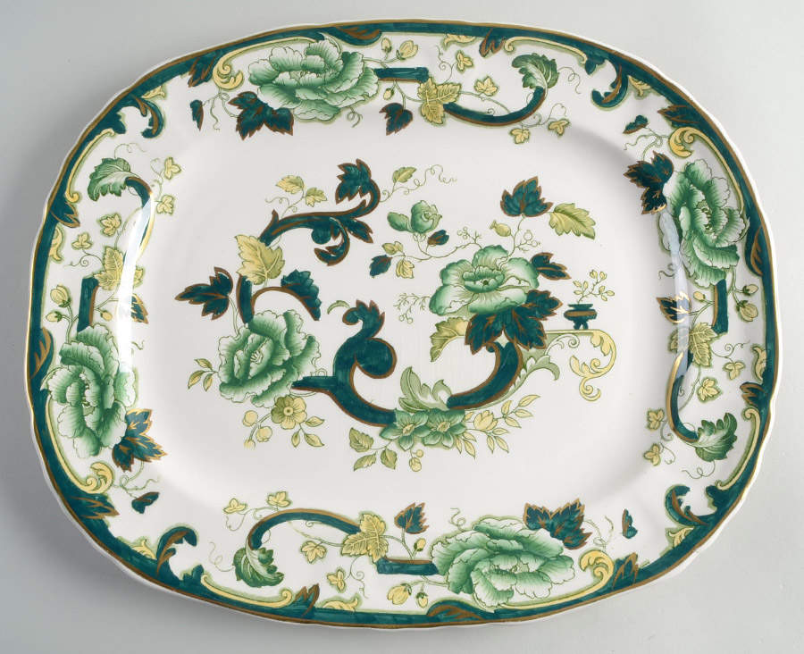 Mandalay Chartreuse (Gold Accent & Trim) 15" Rectangular Serving Platter by Mason's-1