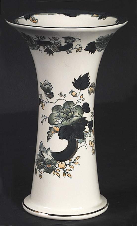 Mandalay Chartreuse (Gold Accent & Trim) 8" Flared Vase by Mason's-1
