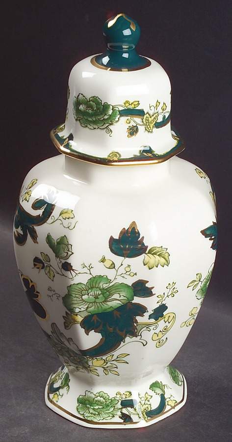 Mandalay Chartreuse (Gold Accent & Trim) 6" Tokyo Vase & Lid by Mason's-1
