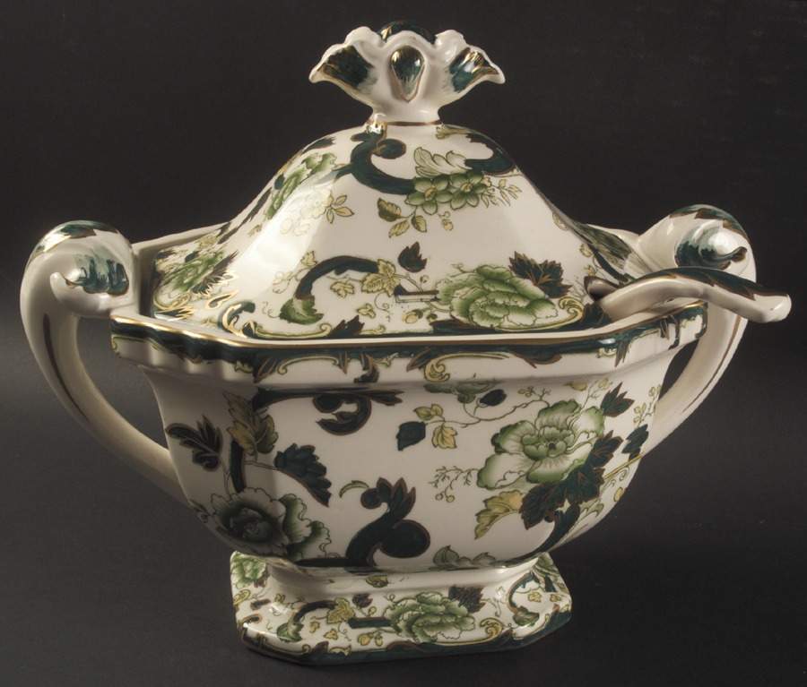 Mandalay Chartreuse (Gold Accent & Trim) Tureen & Lid w/Ladle by Mason's-1