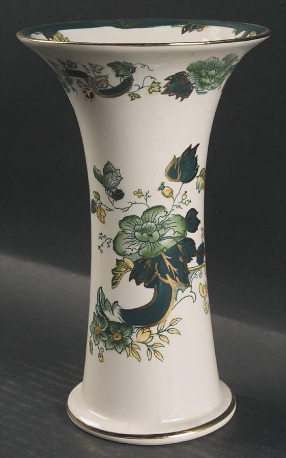 Mandalay Chartreuse (Gold Accent & Trim) 8" Trumpet Vase by Mason's-1