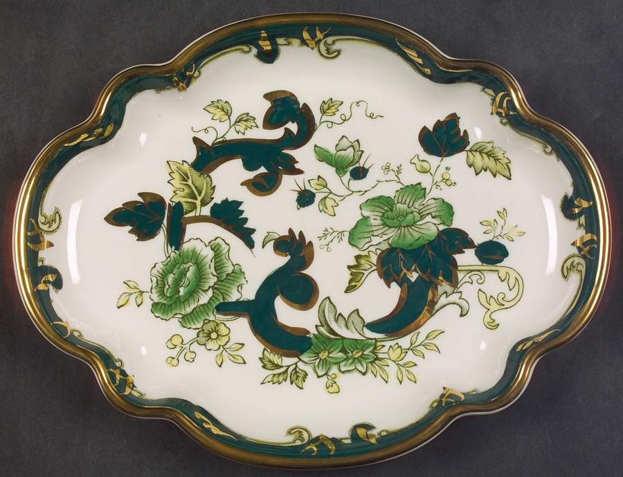 Mandalay Chartreuse (Gold Accent & Trim) Rose Tray 8" by Mason's-1