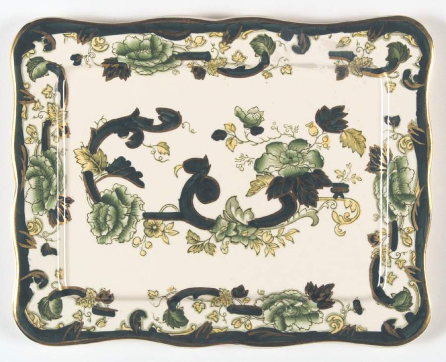 Mandalay Chartreuse (Gold Accent & Trim) Rectangular Tray by Mason's-1