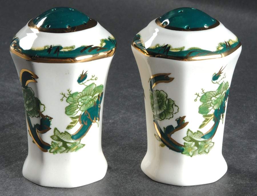 Mandalay Chartreuse (Gold Accent & Trim) Salt & Pepper Set by Mason's-1