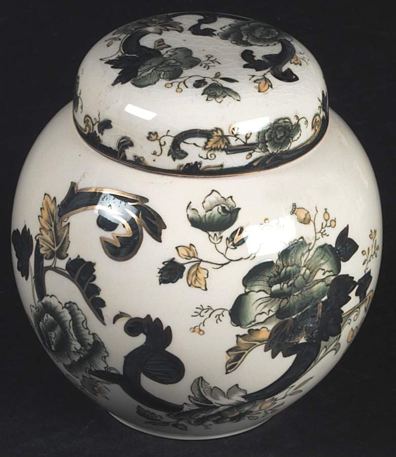 Mandalay Chartreuse (Gold Accent & Trim) Small Prunus Jar & Lid by Mason's-1