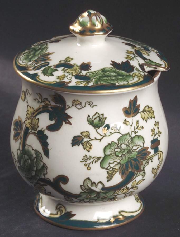 Mandalay Chartreuse (Gold Accent & Trim) Jam/Jelly & Lid by Mason's-1