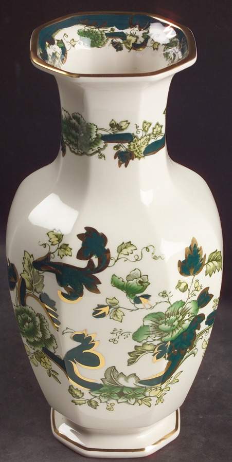Mandalay Chartreuse (Gold Accent & Trim) 10" Indian Vase by Mason's-1