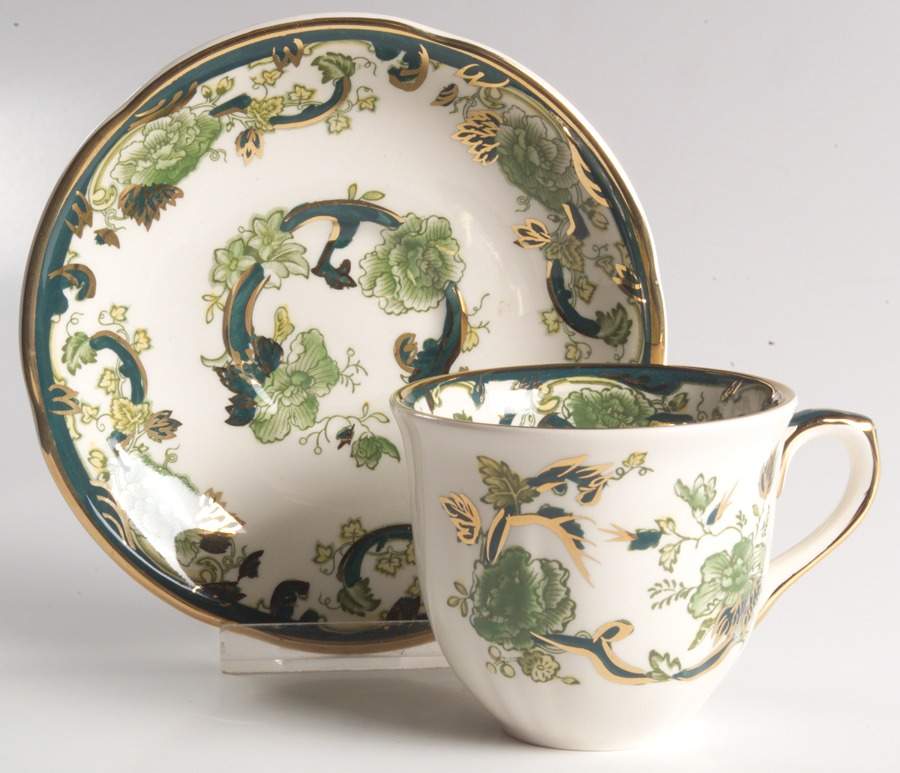 Mandalay Chartreuse (Gold Accent & Trim) Flat Cup & Saucer Set by Mason's-1