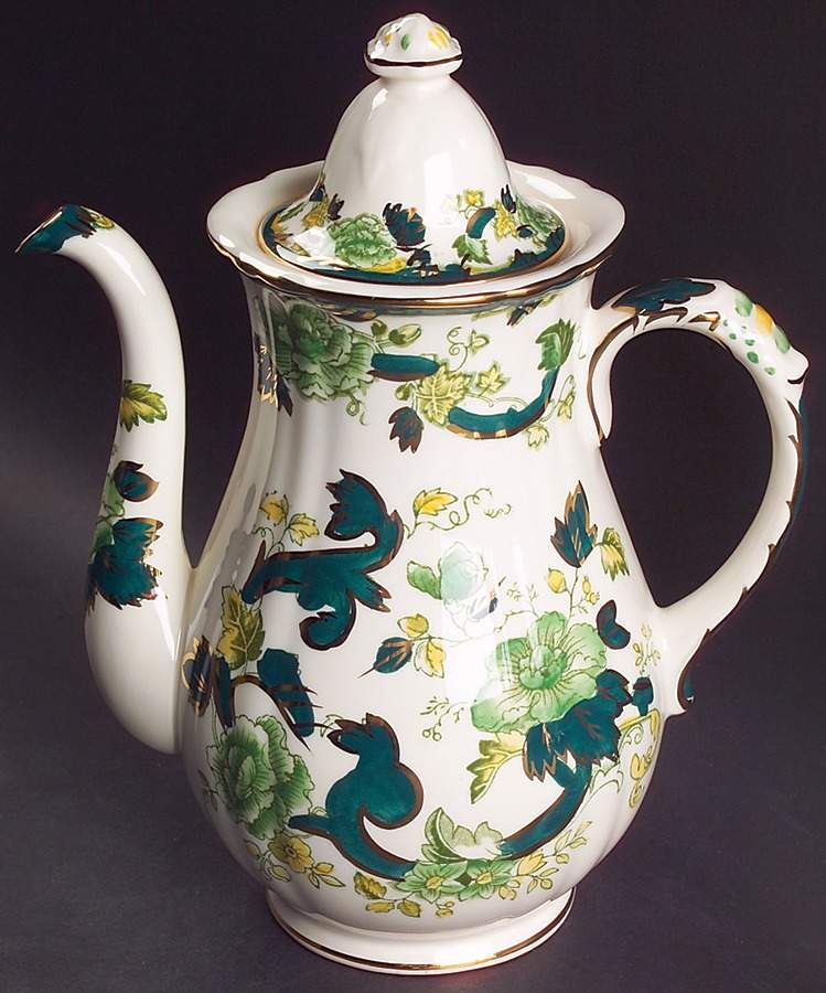 Mandalay Chartreuse (Gold Accent & Trim) Coffee Pot & Lid by Mason's-1