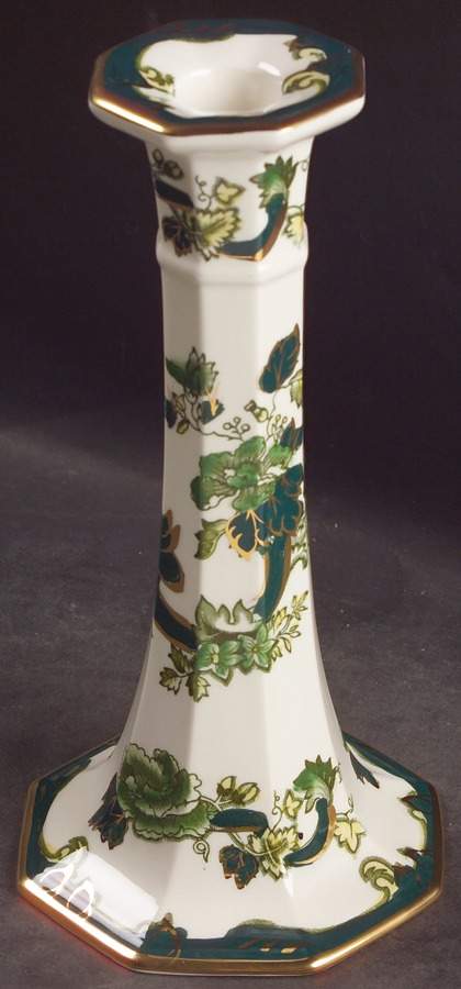 Mandalay Chartreuse (Gold Accent & Trim) 8" Tall Candlestick by Mason's-1
