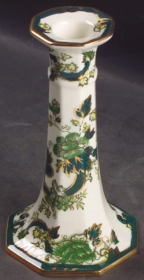 Mandalay Chartreuse (Gold Accent & Trim) 6" Candlestick by Mason's-1