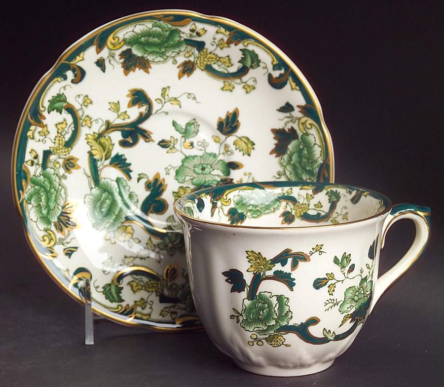 Mandalay Chartreuse (Gold Accent & Trim) Breakfast Cup & Saucer Set by Mason's-1