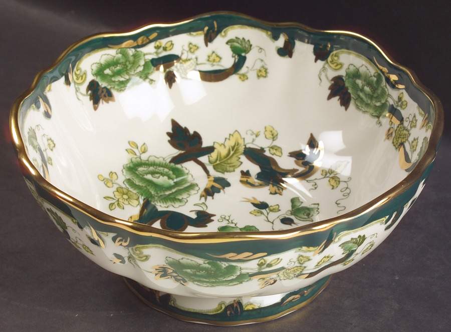 Mandalay Chartreuse (Gold Accent & Trim) 8" Bruges Footed Salad Bowl by Mason's-1