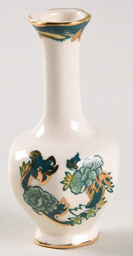 Mandalay Chartreuse (Gold Accent & Trim) 2" Mini Bud Vase by Mason's-1