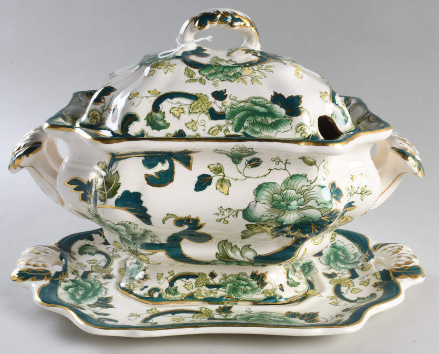 Mandalay Chartreuse (Gold Accent & Trim) Tureen & Lid w/Underplate by Mason's-1