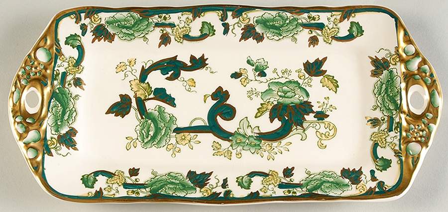 Mandalay Chartreuse (Gold Accent & Trim) Small Sandwich Tray by Mason's-1