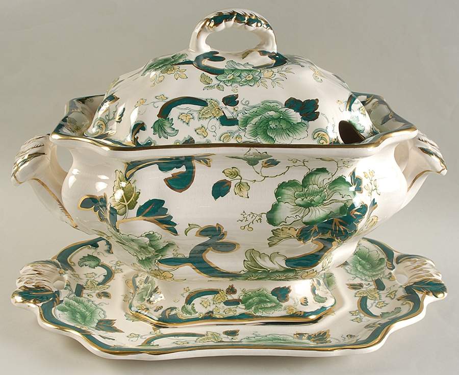 Mandalay Chartreuse (Gold Accent & Trim) Tureen & Lid w/Underplate by Mason's-1