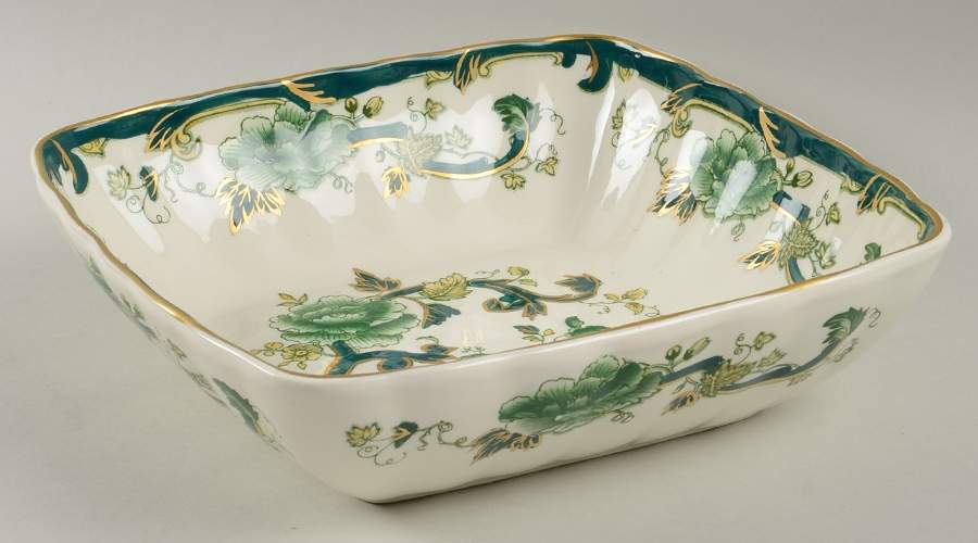 Mandalay Chartreuse (Gold Accent & Trim) 9" Square Vegetable Bowl by Mason's-1
