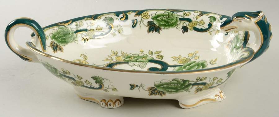 Mandalay Chartreuse (Gold Accent & Trim) Dragon Dish by Mason's-1