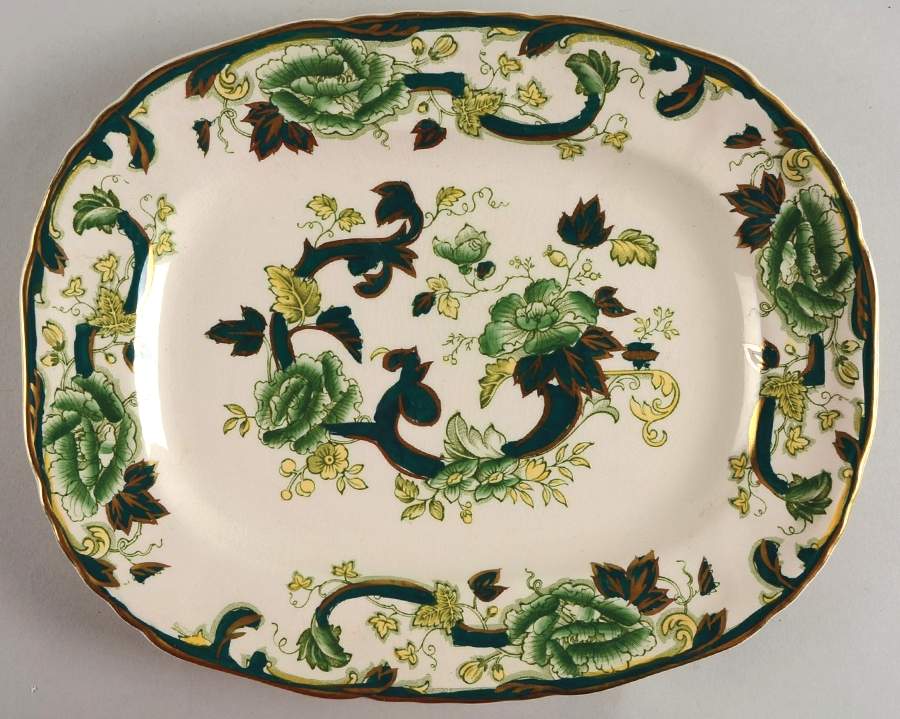 Mandalay Chartreuse (Gold Accent & Trim) 11" Oval Serving Platter by Mason's-1
