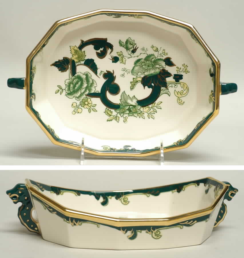 Mandalay Chartreuse (Gold Accent & Trim) Sea Horse Tray by Mason's-1