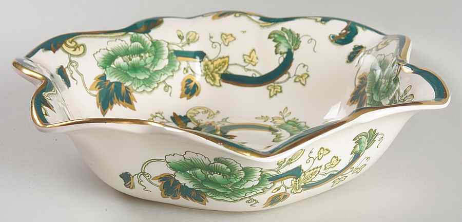 Mandalay Chartreuse (Gold Accent & Trim) Round Fluted Dessert Bowl by Mason's-1